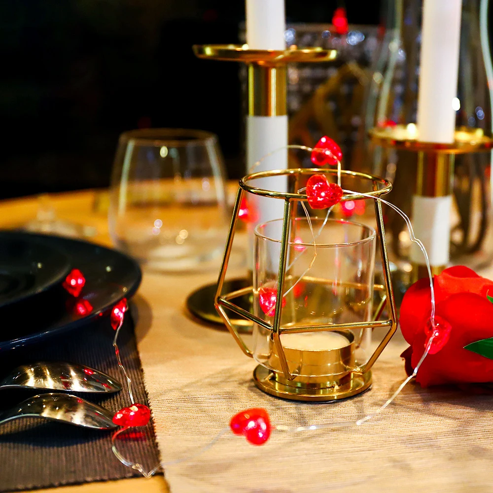 День Святого Валентина огни 17 футов 40 светодиодный красный в форме сердца