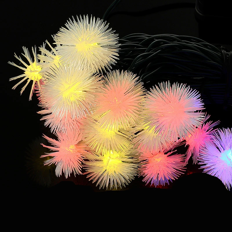 

Furry Ball Lighting Chain Christmas Festival Wedding Garden Decoration Anti-Watercolor Lighting String Christmas Decorations