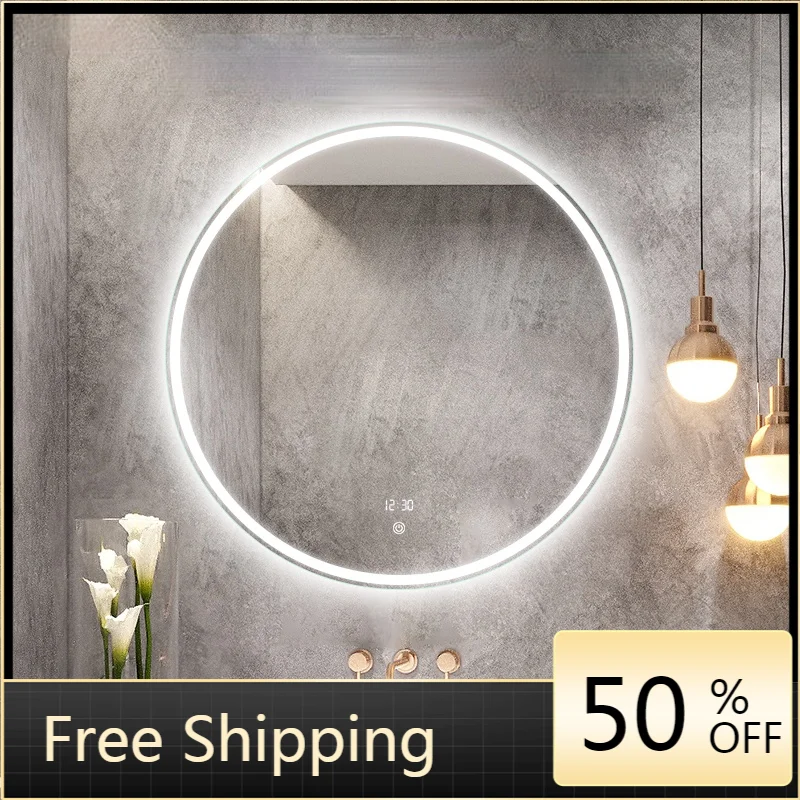 

Декоративное зеркало в скандинавском стиле для ванной комнаты со светодиодсветильник кой и Bluetooth, светодиодное зеркало для ванной комнаты, ...