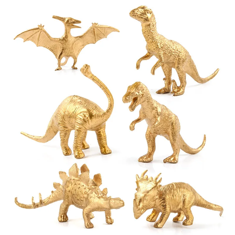 Набор из 14 моделей золотых динозавров тираннозавр птеродактил день рождения