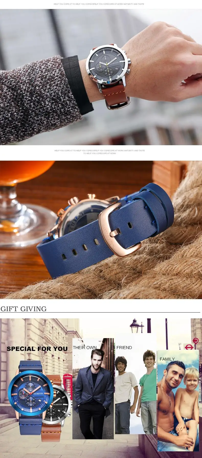 Reloj hombre OCHSTIN модные спортивные часы мужские роскошные многофункциональные хронограф повседневные кожаные наручные часы подарок relogio masculino