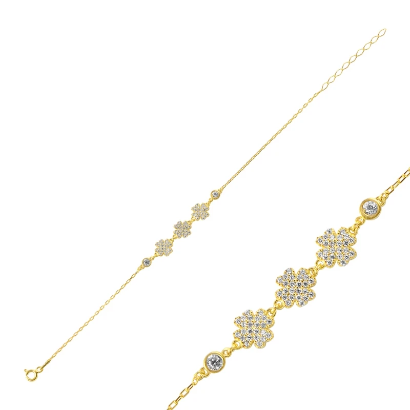 

Серебряный циркониевый браслет Silverlina с камнем в виде клевера