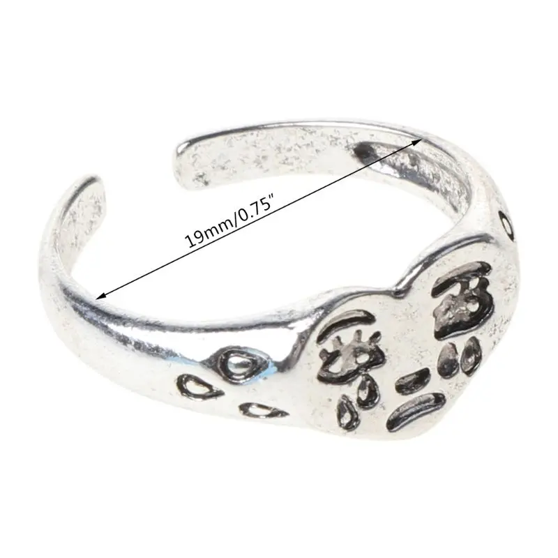 Женское Винтажное кольцо в виде сердца серебристое открытое регулируемое 1 шт. |