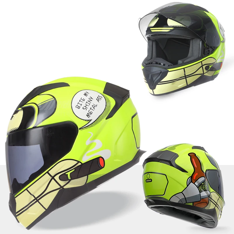 Мотоциклетный шлем всесезонный защитный на все лицо со съемным зимним