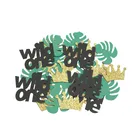 Gold Black Paper Wild One Turtle Leaf Confetti Happy Birthday  Jungle Safari Party Oh Baby Shower 1st Birthday Decor Supplies