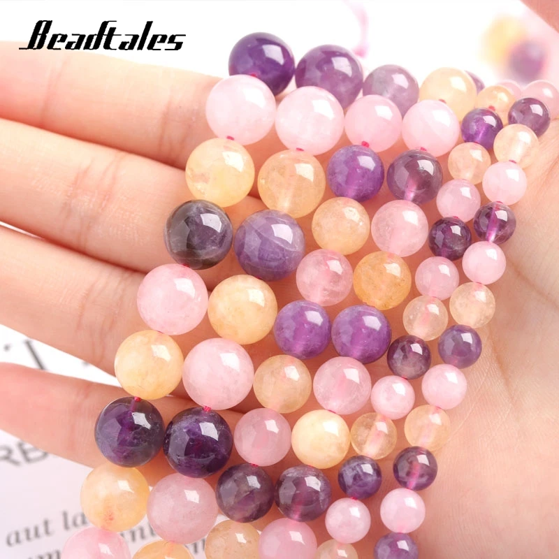 

Beads Natural Stone Round Loose Beads Mixed Color Crystal Stone Beads For DIY Making Bracelet Jewelry 4/6/8/10/12mm Accessories