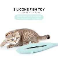 cat toy silicone mint fish w cat catnip cat chew toothbrush soft pet toy clean teeth clean cats chew toys pet supplies