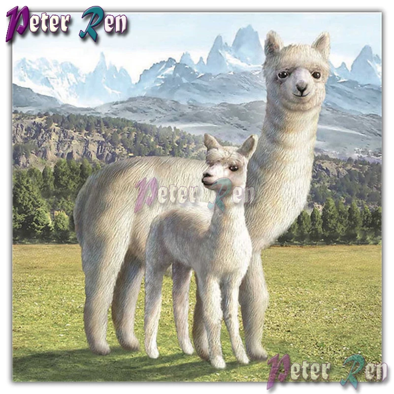 

5d animal Two white Alpaca Diamond embroider Square Round Diamond Painting Diy Diamond Mosaic cross stitch Christmas gifts Pic