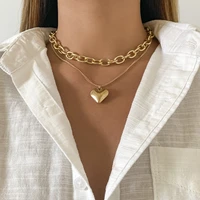 vintage heart pendant necklace womens boho fashion simple creative hollow clavicle charm necklaces girl couple jewelry gift
