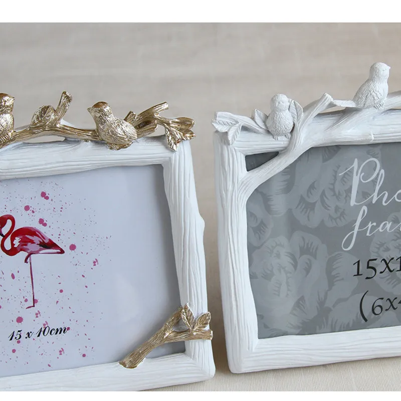 

5/6/7/8 Inch Resin Photo Frame Storage Family Wedding Memory Home Picture Decoration Creative Europe Sculpture Bird Stand Frames