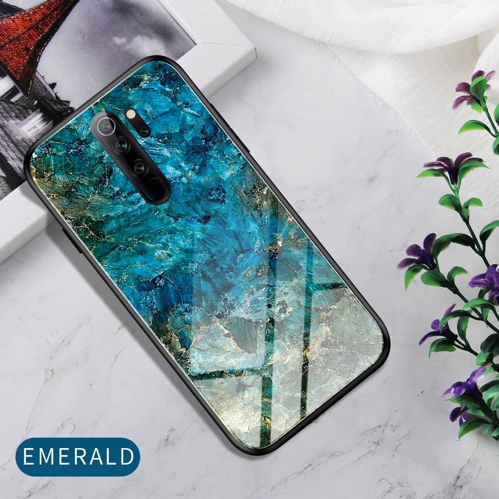 Emerald Для Xiaomi Redmi Note 8 Pro Чехол для Redmi Note 8T мраморный градиентный чехол из закаленного стекла для телефона для Redmi Note 8 Pro 8 A funda - Цвет: Emerald