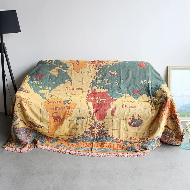 Карта в стиле ретро гобелены современный минималистичный диван Одеяло
