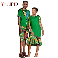african clothes for couple african dresses for women loose mermaid dress mens casual shirt and half pants print outfits y21c016