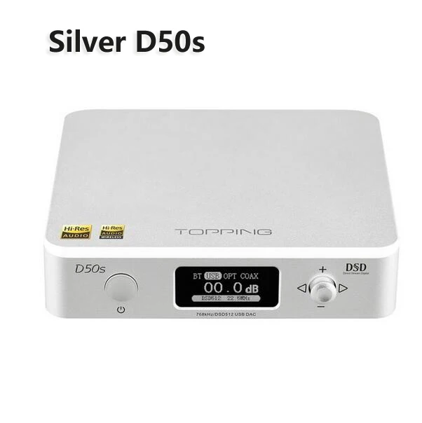 Топпинг D50 D50S ES9038Q2M* 2 32 бит/768 кГц DSD512 Мини HIFI аудио декодирование USB ЦАП XMOS XU208 3xOPA1612 USB/OPT/коаксиальный вход - Цвет: D50S Silver