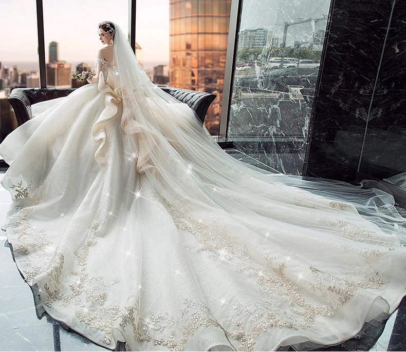 Дубай Королевский Свадебный платья Vestido De Noiva свадебное платье класса люкс роскошное бальное платье Арабский мусульманский халат De Mariee