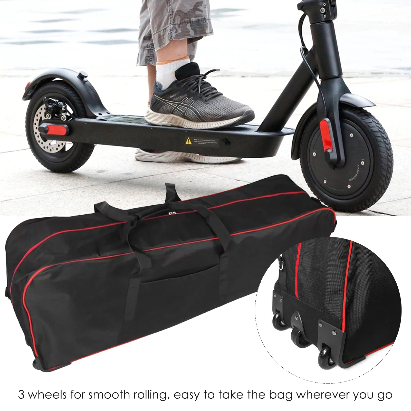 

10" Scooter Carrying Bag Foldable Protective Shoulder Bag With 3 Wheels Can Be Used As A Tote Bag, Shoulder Bag, Or Roller Bag