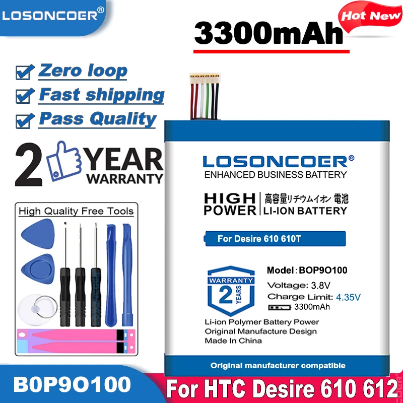 LOSONCOER Высококачественный аккумулятор 3300 мАч BOP9O100 для HTC Desire 610x D610T 610 612 610t