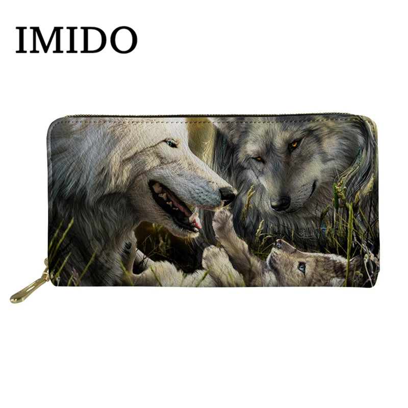 Стильный принт с животными 3D волк печати кошелек на каждый день для мужчин
