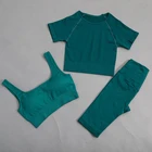 Костюм спортивный женский бесшовный для фитнеса, топ и шорты с высокой талией