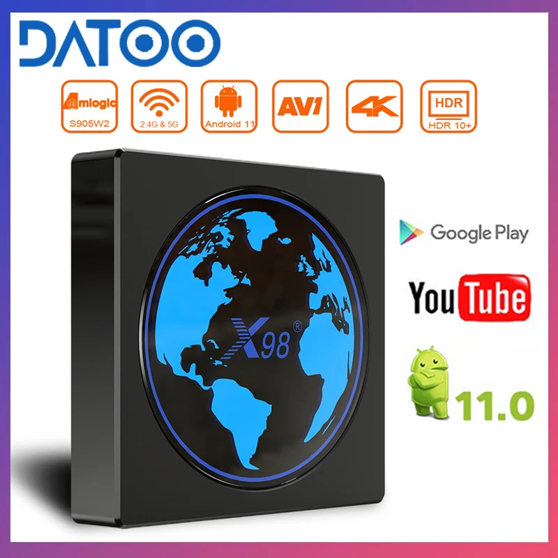 

Мини-приставка X98 Smart iptv, Android 11, 4 ГБ, 64 ГБ, 32 ГБ, Amlogic S905W2, поддержка AV1, Wi-Fi, BT, 4K, Youtube, медиаплеер X98Mini, телеприставка