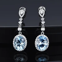 natural aquamarine drop earrings for women sterling silver 925 timeless design delicate female jewelry wedding luxury earrings