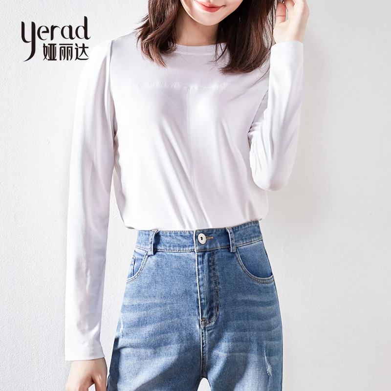 YERAD 2019 Новая Осенняя рубашка с длинным рукавом Женская однотонная тонкая