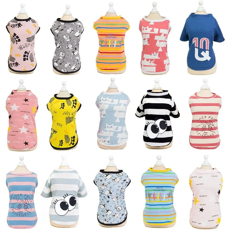 

T-shirt Soft Puppy Dog Clothes Cute Pet Cat Vest Cartoon Dog Shirt Summer Casual Vests for Small Large Dogs Kitty Pet Supplies