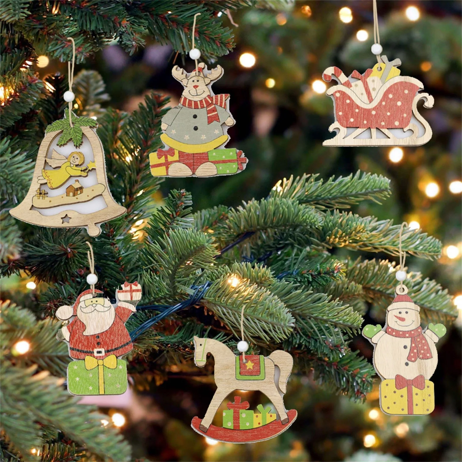 

2022 Рождественский семейный подарок ручной работы, Diy деревянная планка, Рождественская елка, орнамент SN 2 мл, Новогодний Декор #8