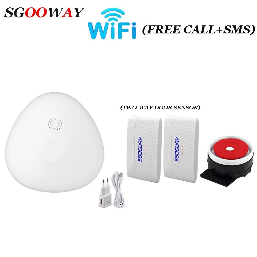 V10 Bundle B Sgooway 433 МГц беспроводная Wifi домашняя охранная сигнализация с двухсторонними датчиками - Цвет: V10 Bundle B