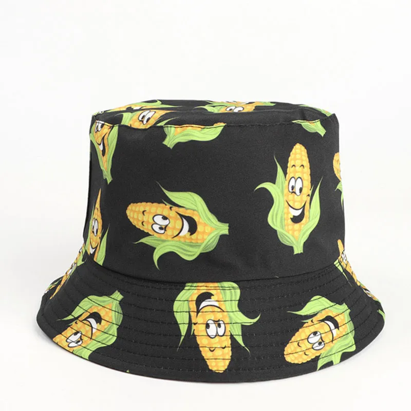 

New Bucket Hat Women Summer Vegetables Sunscreen Panama Hat Sunbonnet Fedoras Outdoor Flat Fisherman Hat Beach Hip Hop Cap CP176