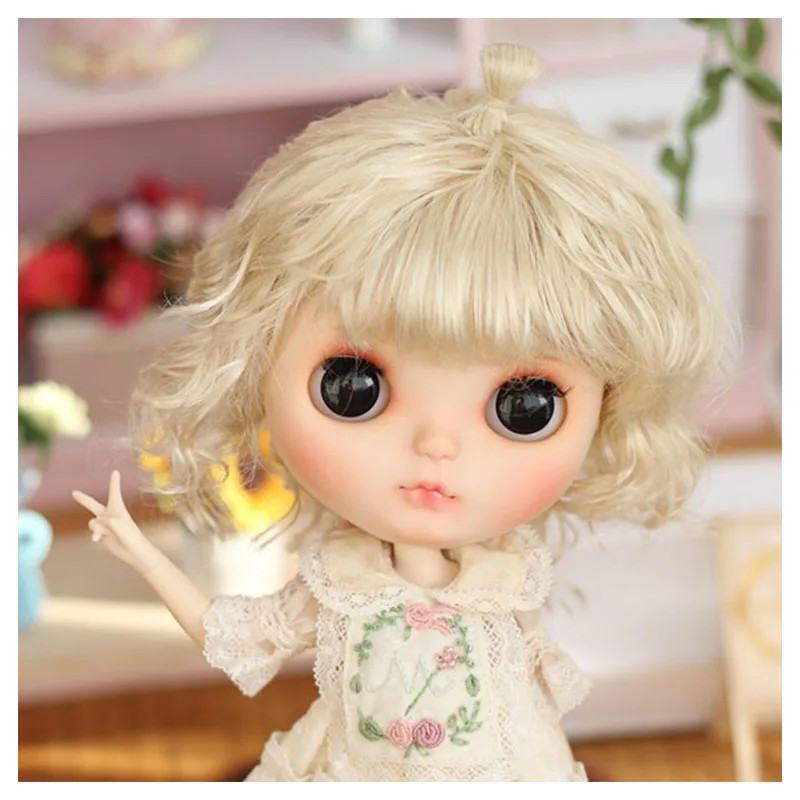 

BJD wigs blyth doll wigs 9-10 inch gold color wigs imitation mohair doll hairs doll accessories doll wig