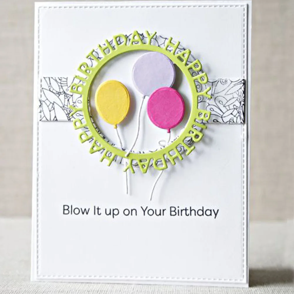 

Happy Birthday Frame balloon Metal Cutting Dies new 2020 Stencil For DIY Scrapbooking Photo Album Embossing Paper Cards Crafts