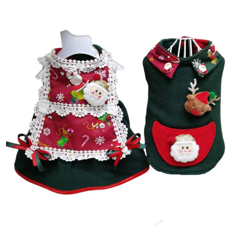 

Pet Winter Home Warm Christmas Coat Vest Cute Bow Santa Clothing Large Pet Dog Clothes Puppy Cat Sweater Pullover XS-5XL