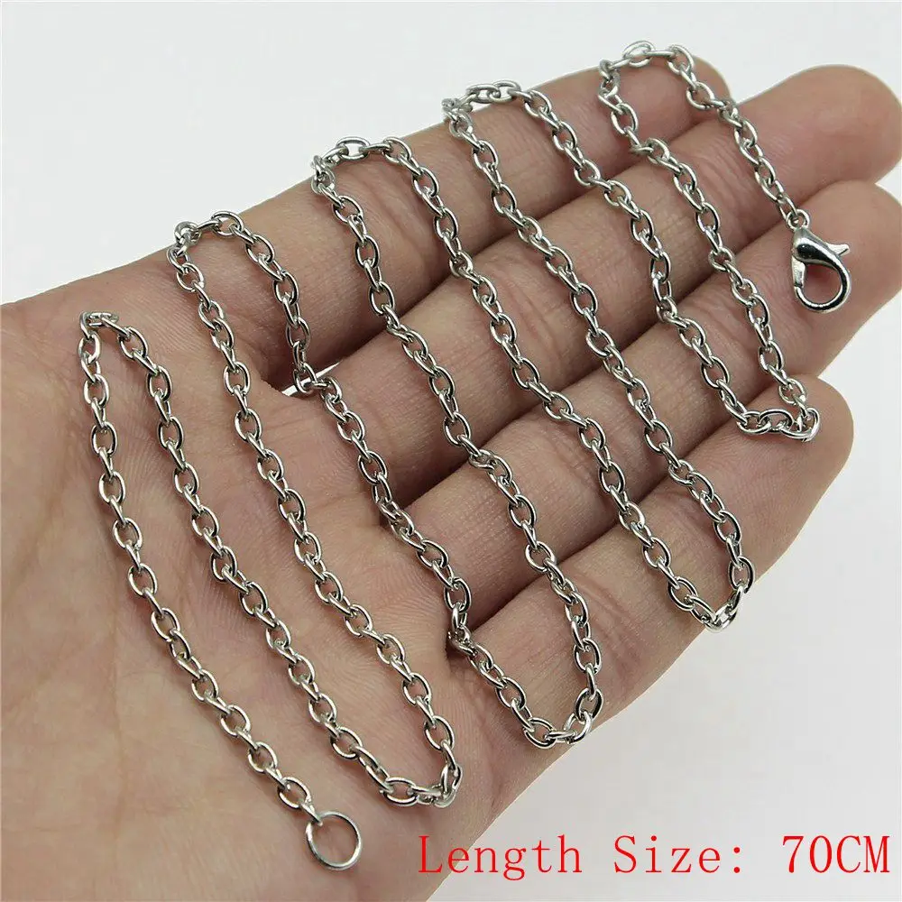 Цепочка-ожерелье с застежкой-карабином круглый стеклянный кабошон 40 мм