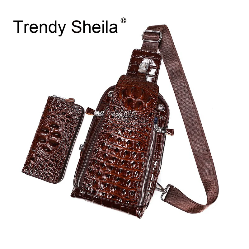 Нагрудная сумка мужская из натуральной воловьей кожи роскошный мессенджер с