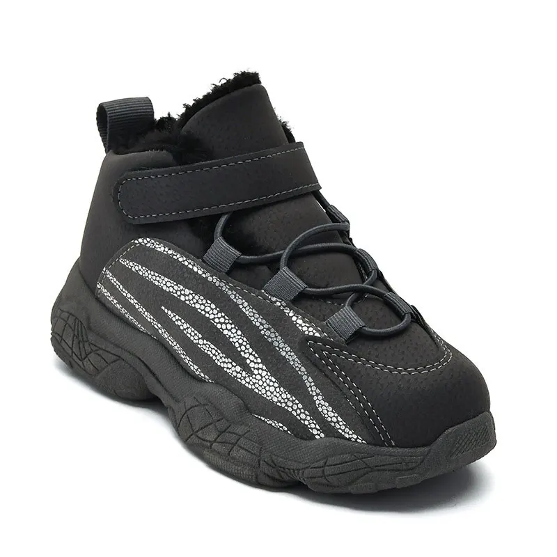 Новинка теплые спортивные ботинки для мальчиков и девочек кожаные бархатные