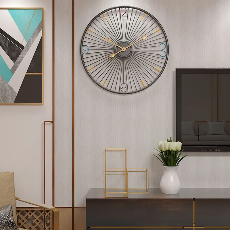 Light Luxury Metal Wall Clock часы настенные European Household Modern Simple Creative Fashion Living Room Decorative Clocks