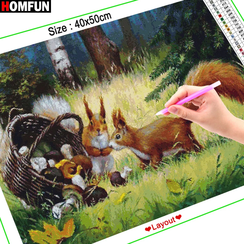 Алмазная живопись HOMFUN беличий гриб 5D картина с полными квадратными/круглыми