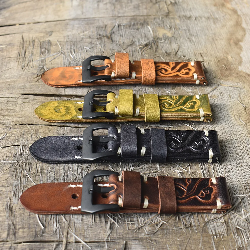 Ремешок из натуральной кожи для мужских наручных часов винтажный ремешок с