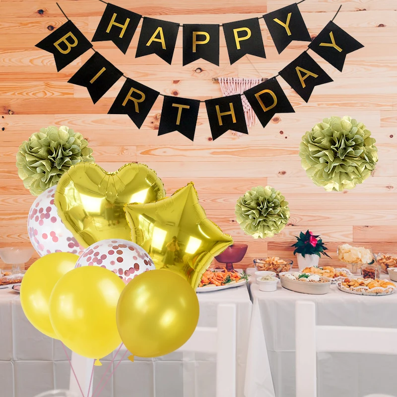 

65Pcs/Set Birthday Party Decoration Supplies DIY Tassel Balloon Banner Garlands Flower Balls For Wedding Anniversary Baby Shower