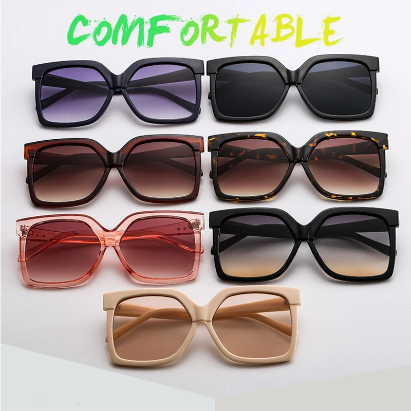 

2020 Luxury oversize Square Sunglasses Women Brand Designer Retro Clear Sun Glasses For Female Black Shades oculos UV400