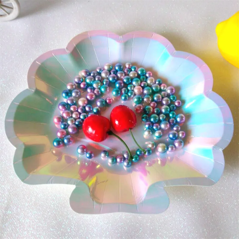 8 шт./лот переливающийся блеск оболочки бумажные тарелки для дней рождения