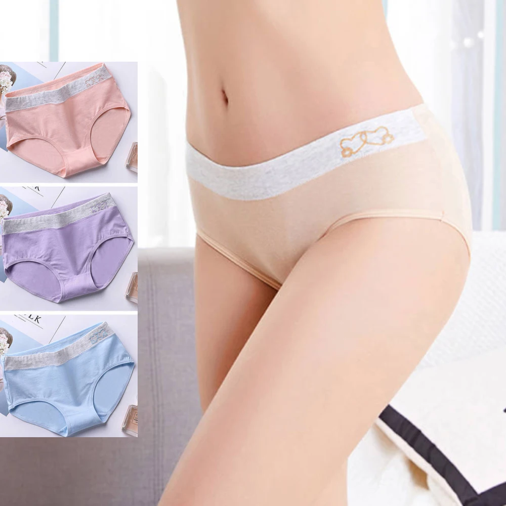 

4Pcs/Lot High Waist Panties Women Breathable Cotton Underwear Cute Seamless Briefs Sexy Girls Slimming Underpants Dropship