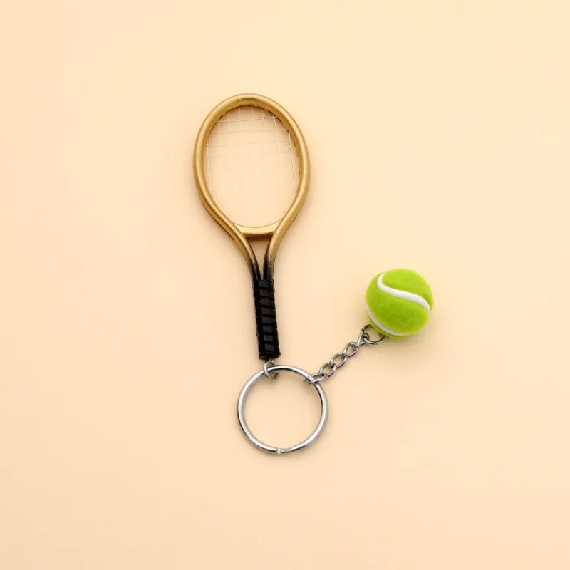 

2PCS Fashion Creative Tennis Racket Keychain Cute Bag Accessories Handbag Backpack Personality Advertising Gifts Pendant RING