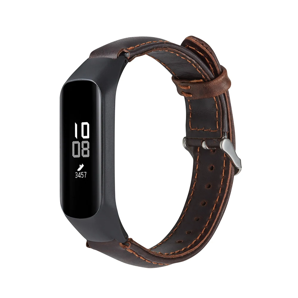 UEBN ремешок из натуральной кожи для Xiaomi mi 3 4 металлический каркас для mi Band 3 4 умный браслет Сменные браслеты