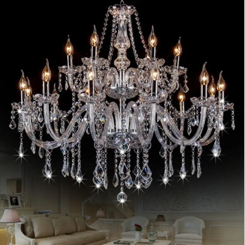 Серебряная прозрачная Хрустальная люстра для гостиной спальни ресторана