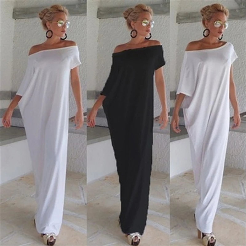 

Fashion Women Summer Dress 2021 Casual Irregular Long Maxi Party Dresses Sexy Solid Vestidos Plus Size S-XL