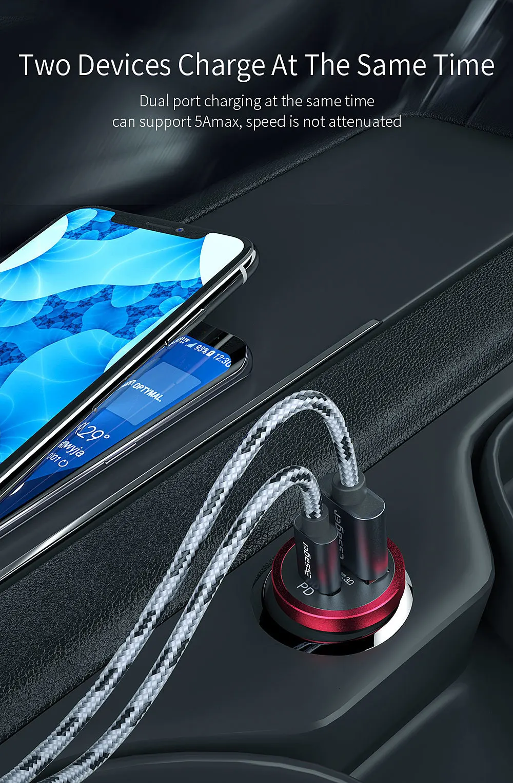 Автомобильное зарядное устройство Essager Quick Charge 4,0 3,0 USB для мобильного телефона iPhone Xiaomi 5A SCP QC4.0 QC3.0 QC type C PD автомобильное быстрое USB зарядное устройство