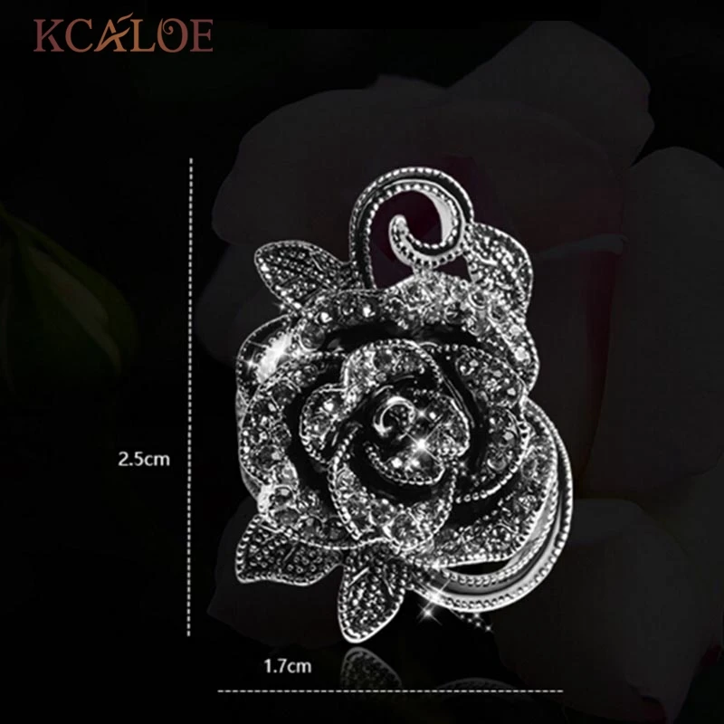 KCALOE черный цветок кольца для женщин кристалл кубический цирконий Винтажные