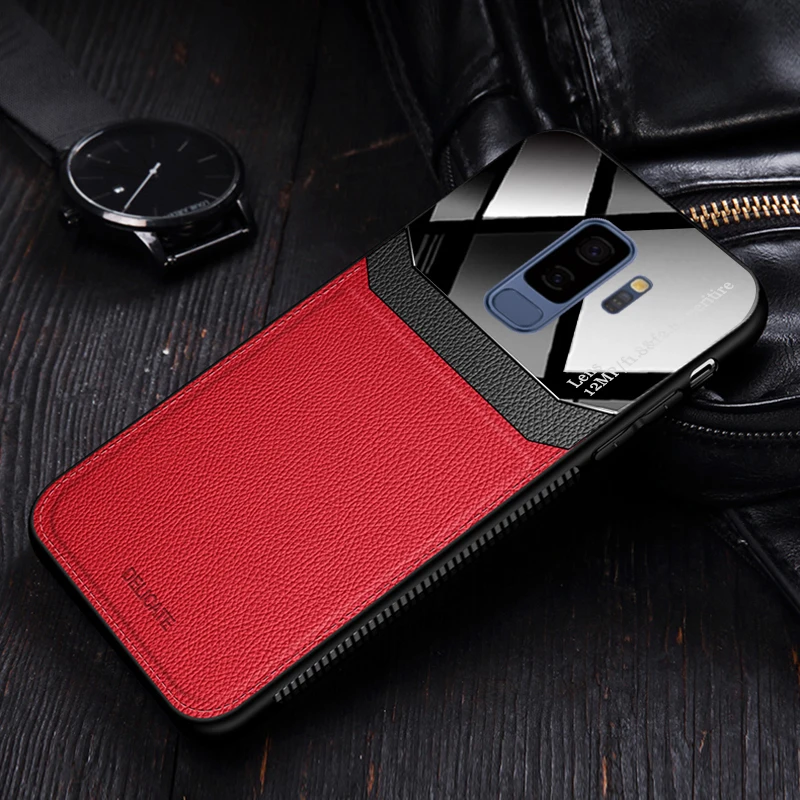 Red Чехол, для samsung Galaxy S9 Plus S 9 S9Plus, кожаный зеркальный Силиконовый противоударный чехол для телефона, Роскошный милый чехол s - Цвет: Red